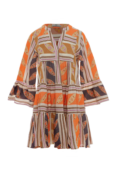 Devotion Twins Ella Hermosa Dress in Orange/Lila