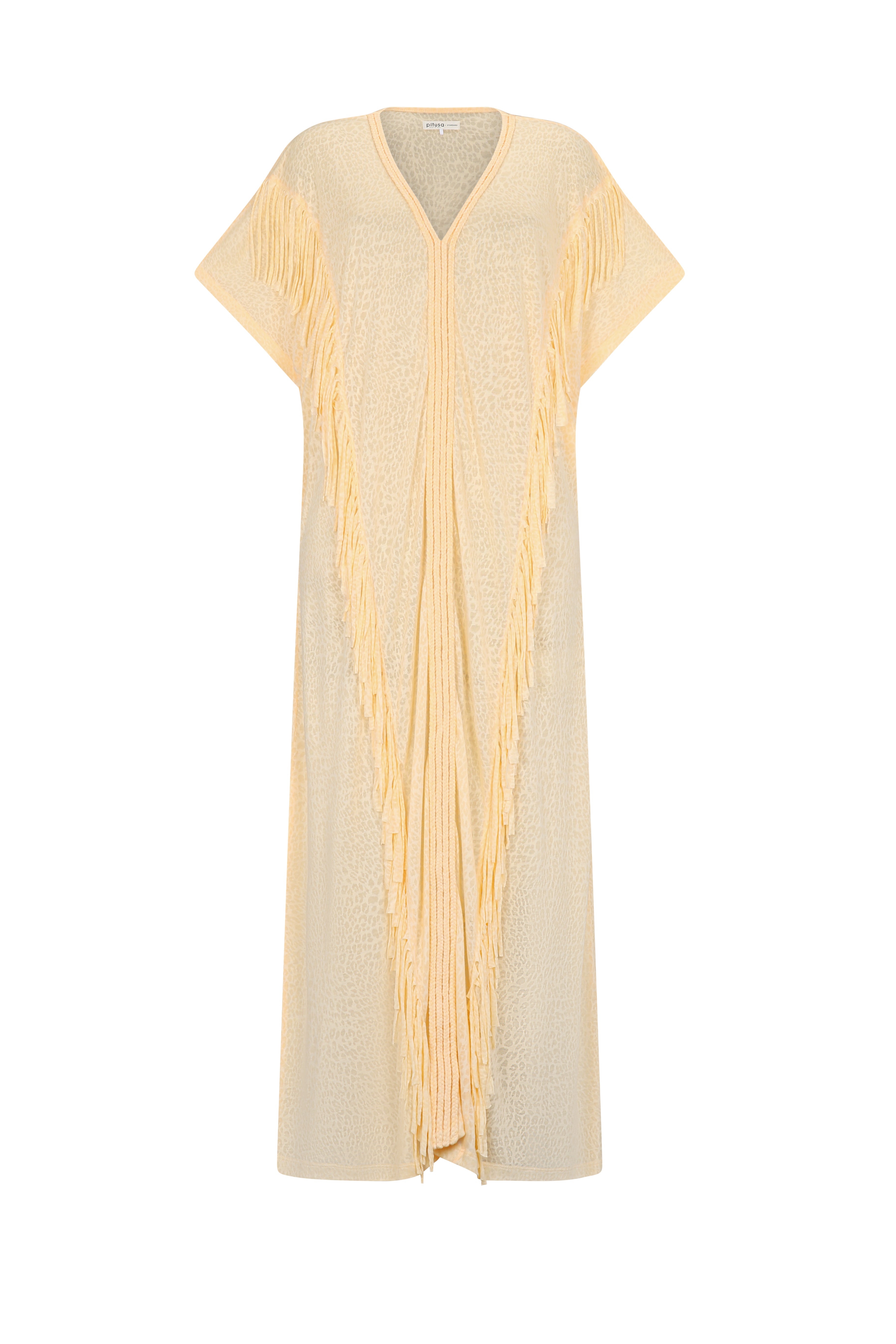 Pitusa Braided Fringe Abaya Kaftan in Melon