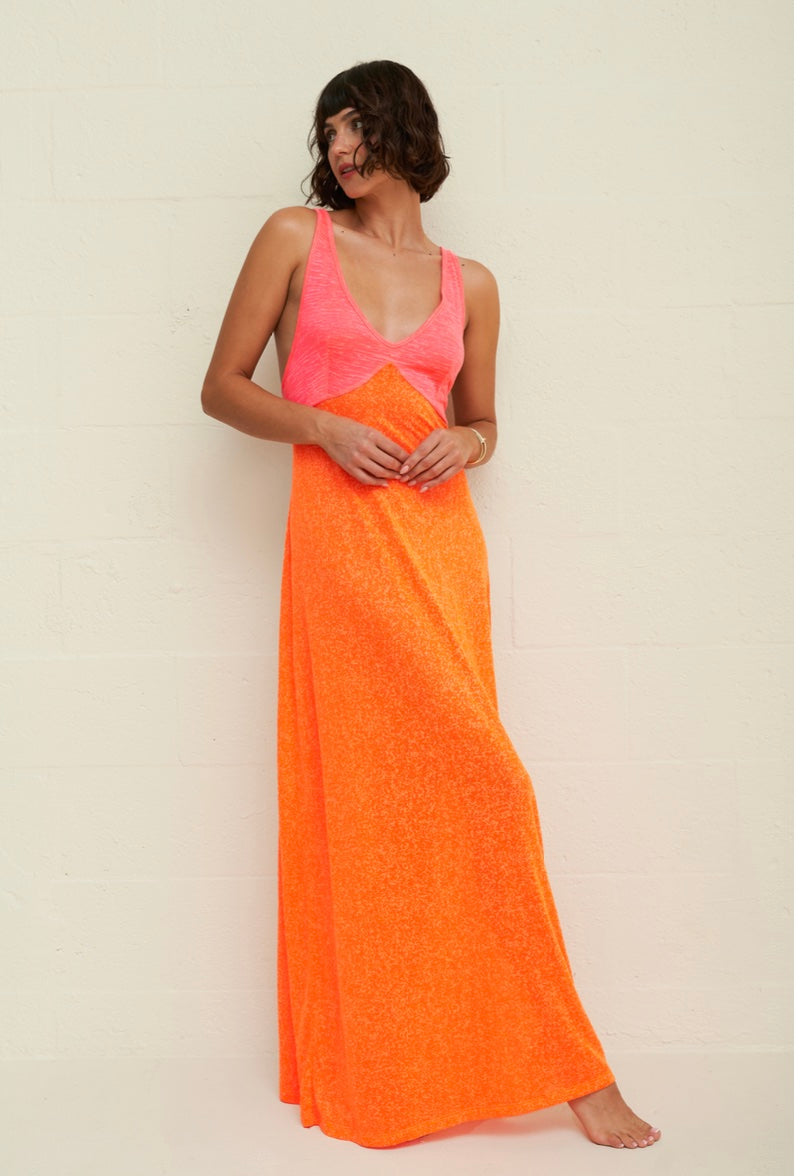 Pitusa - Colorblock Siren Dress - Tangerine