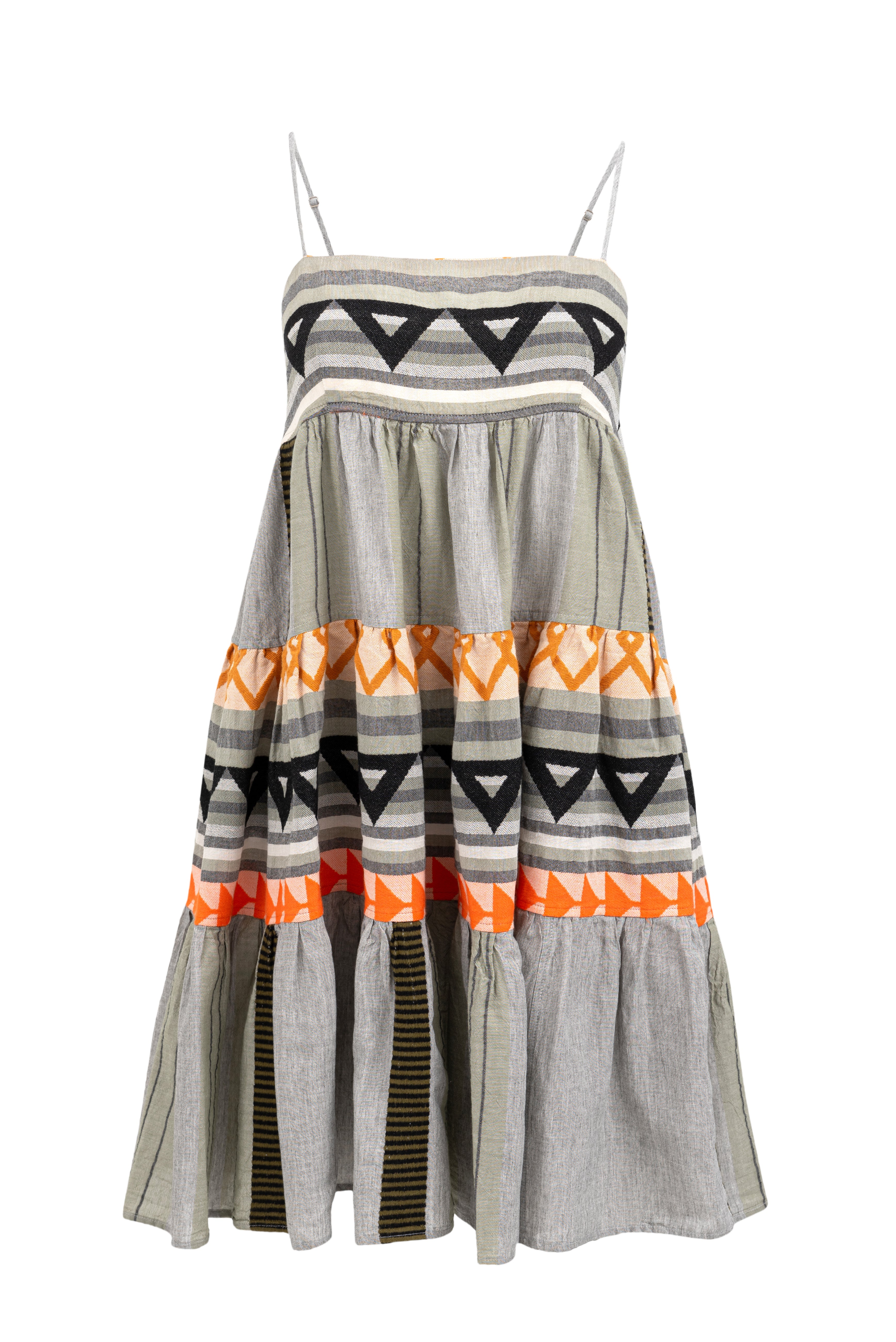 Devotion Twins Short Doha Dress - Khaki and Orange