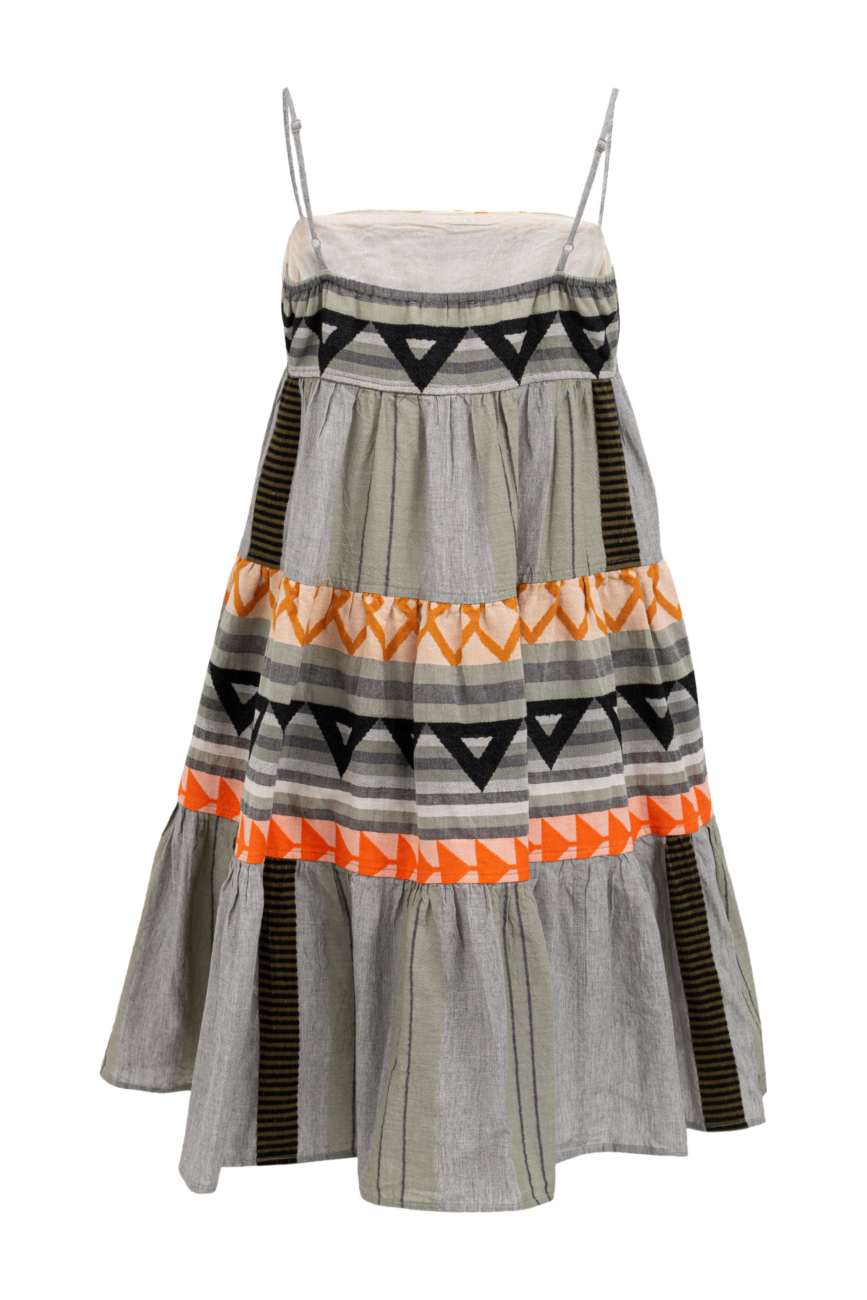 Devotion Twins Short Doha Dress - Khaki and Orange