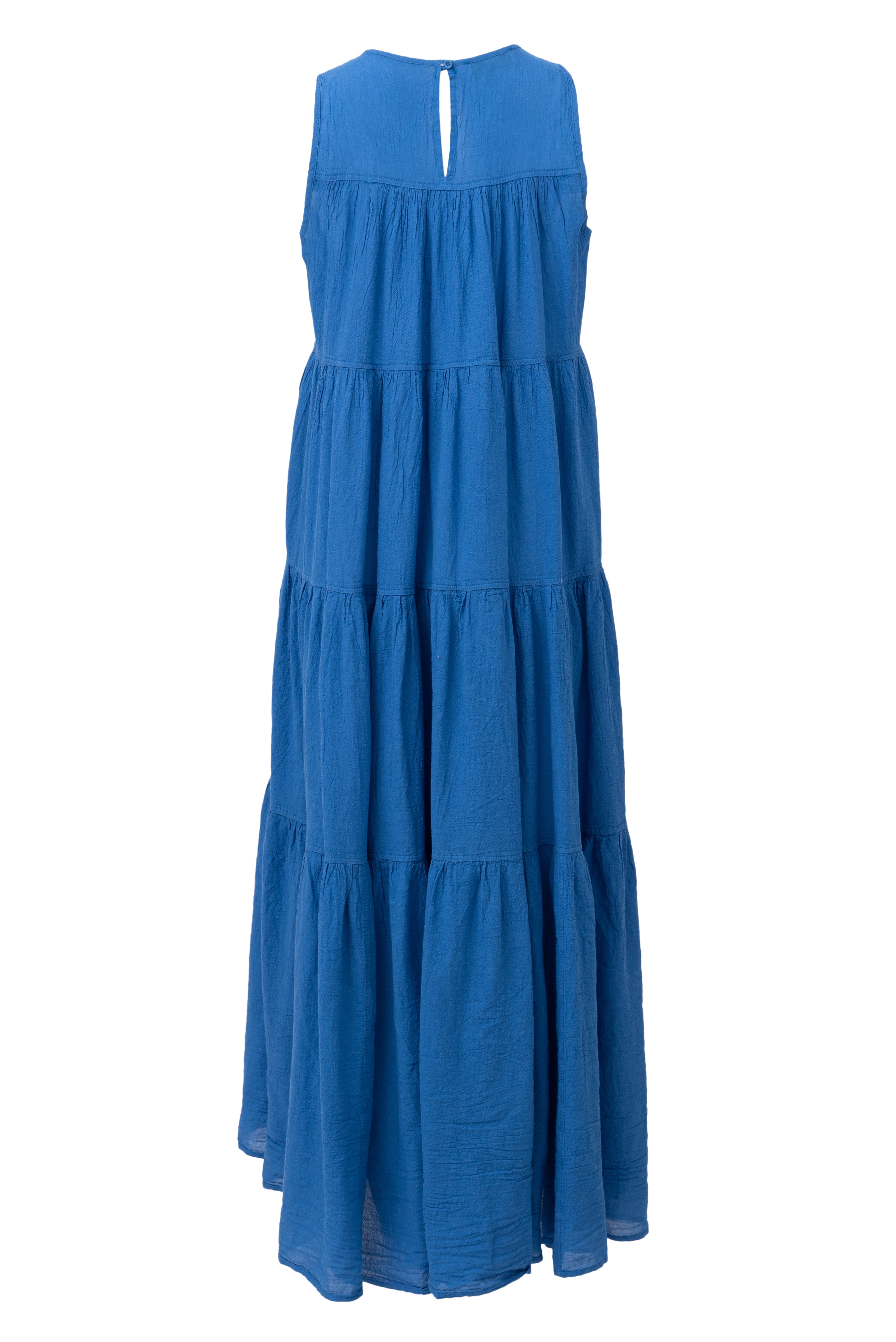 Devotion Twins Long Barcelona Dress with Ruffles in Blue