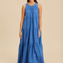 Devotion Twins Long Barcelona Dress with Ruffles in Blue