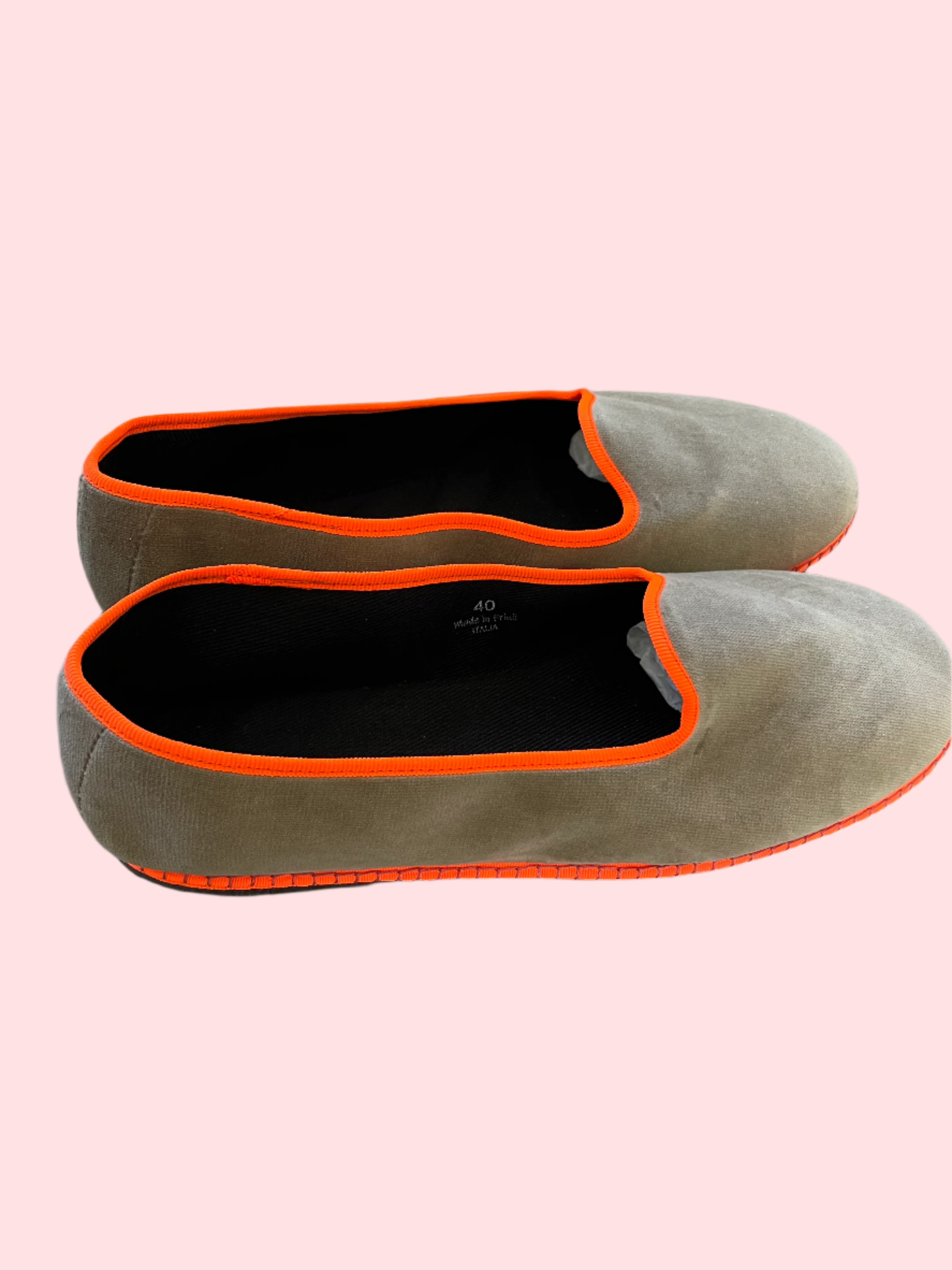 iulane Slipers with Rubber Sole - Taupe with Fluo Trim