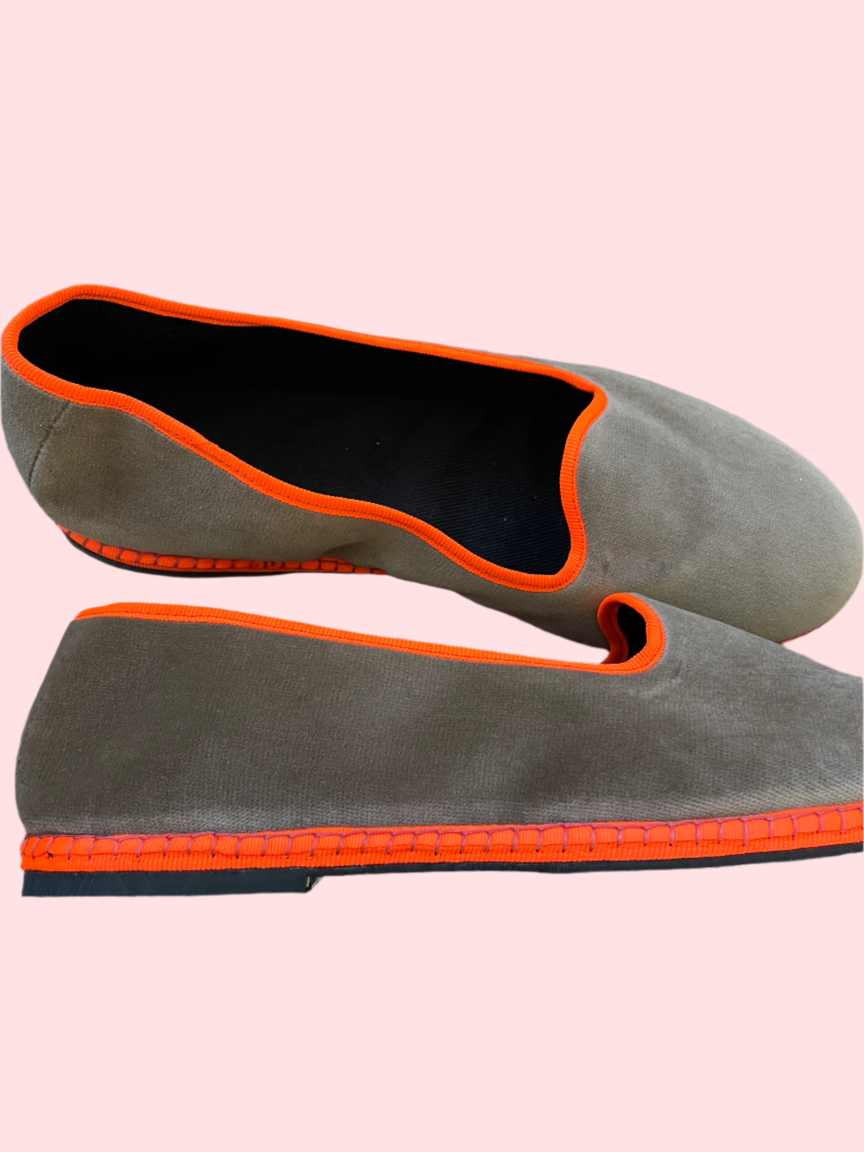 iulane Slipers with Rubber Sole - Taupe with Fluo Trim