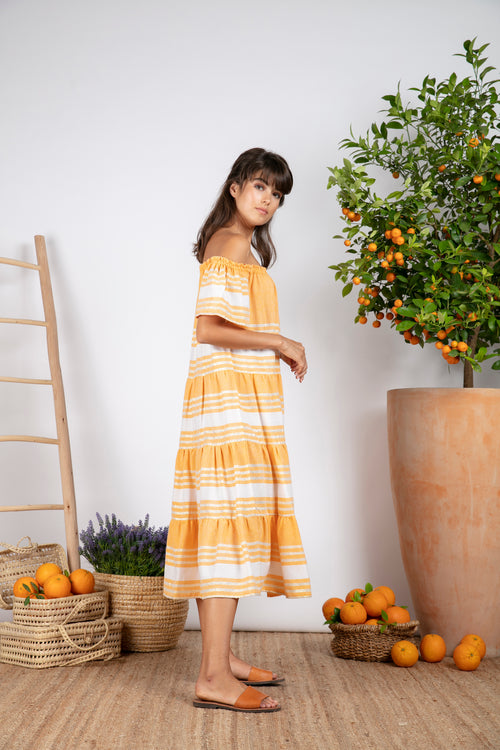 Sundress Biba Fouta Yellow Long Stripes Dress