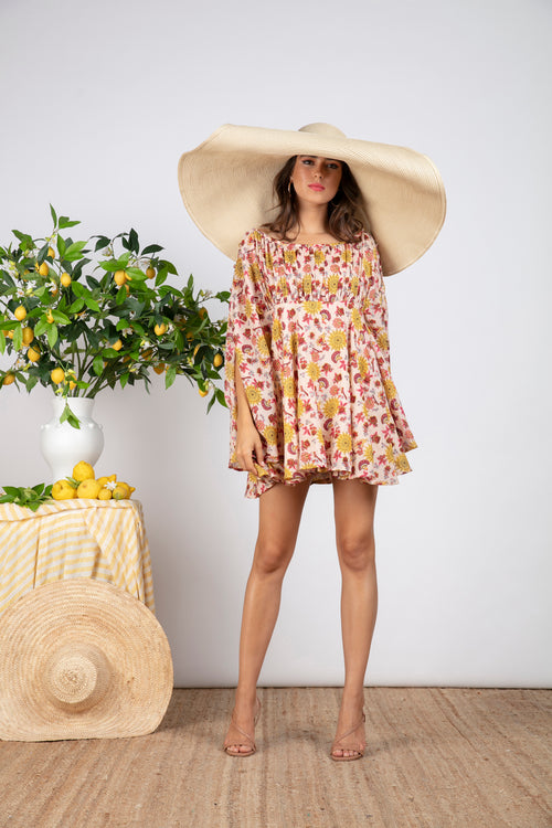Sundress.fr Coky Silk and Cotton Short Print Dress