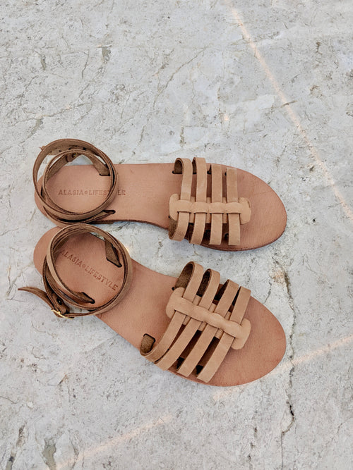 Nissi Greek Sandals Tan Leather
