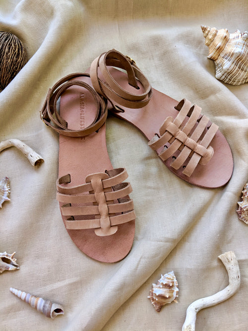 Nissi Greek Sandals Tan Leather