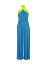Pitusa Halter Jumpsuit Color Block Blue
