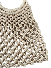 Crochet beige bag with round handles