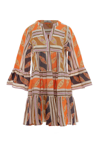 Devotion Twins Short Doha Dress - Khaki and Orange