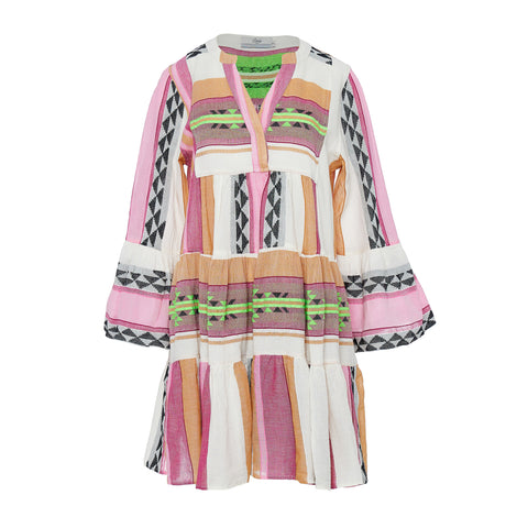 Devotion Twins Long Barcelona Dress with Ruffles in Blue