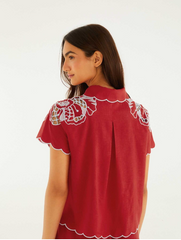 embroided red blouse shirt from Farm Rio  