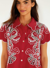 embroided red blouse shirt from Farm Rio  
