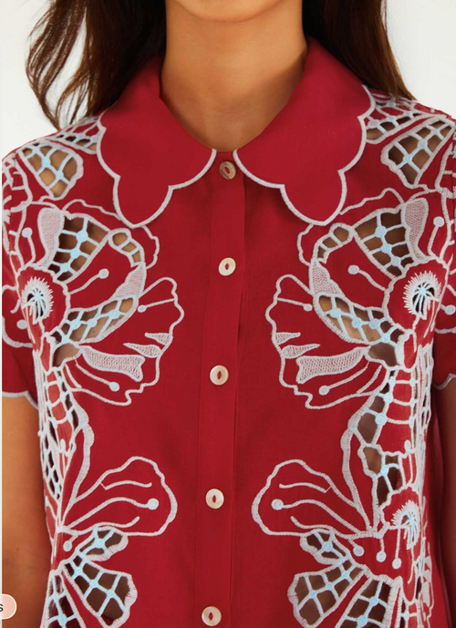 embroided red blouse shirt from Farm Rio  