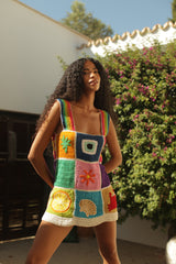 Pitusa Patchtwork Crochet Mini Dress Media 1 of 7