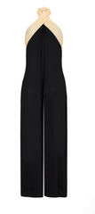 Pitusa Colorblock Halter Jumpsuit in Black