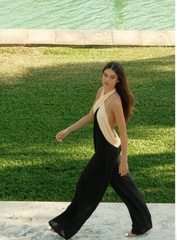 Pitusa Colorblock Halter Jumpsuit in Blue
