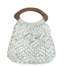 Bucci The Label - Crochet Beach Bag with Woden Handles - White