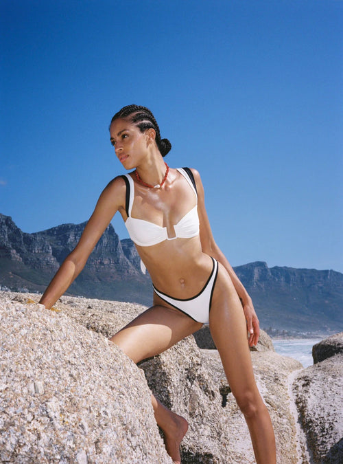 Away That Day - Ivory Monochrome Bikini - Cannes Top + Maui Bottom