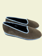 Friulane Velvet Slippers with Rubber Sole - Chestnut/Ocean