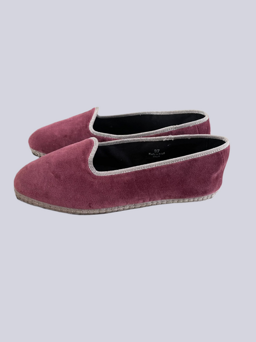 Friulane Velvet Slippers with Rubber Sole - Geranium/Atmosphere Grey