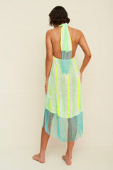 Pitusa - Fringed Crossover Dress - Neon Yellow