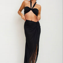 Pitusa - Fringed Sarong Skirt - Black