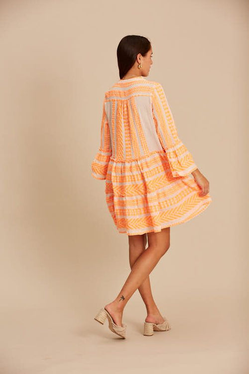 Devotion Twins Off White/Neon Orange Ella Short Dress