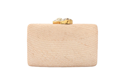 Kayu Jen Clutch with White Stones in Black