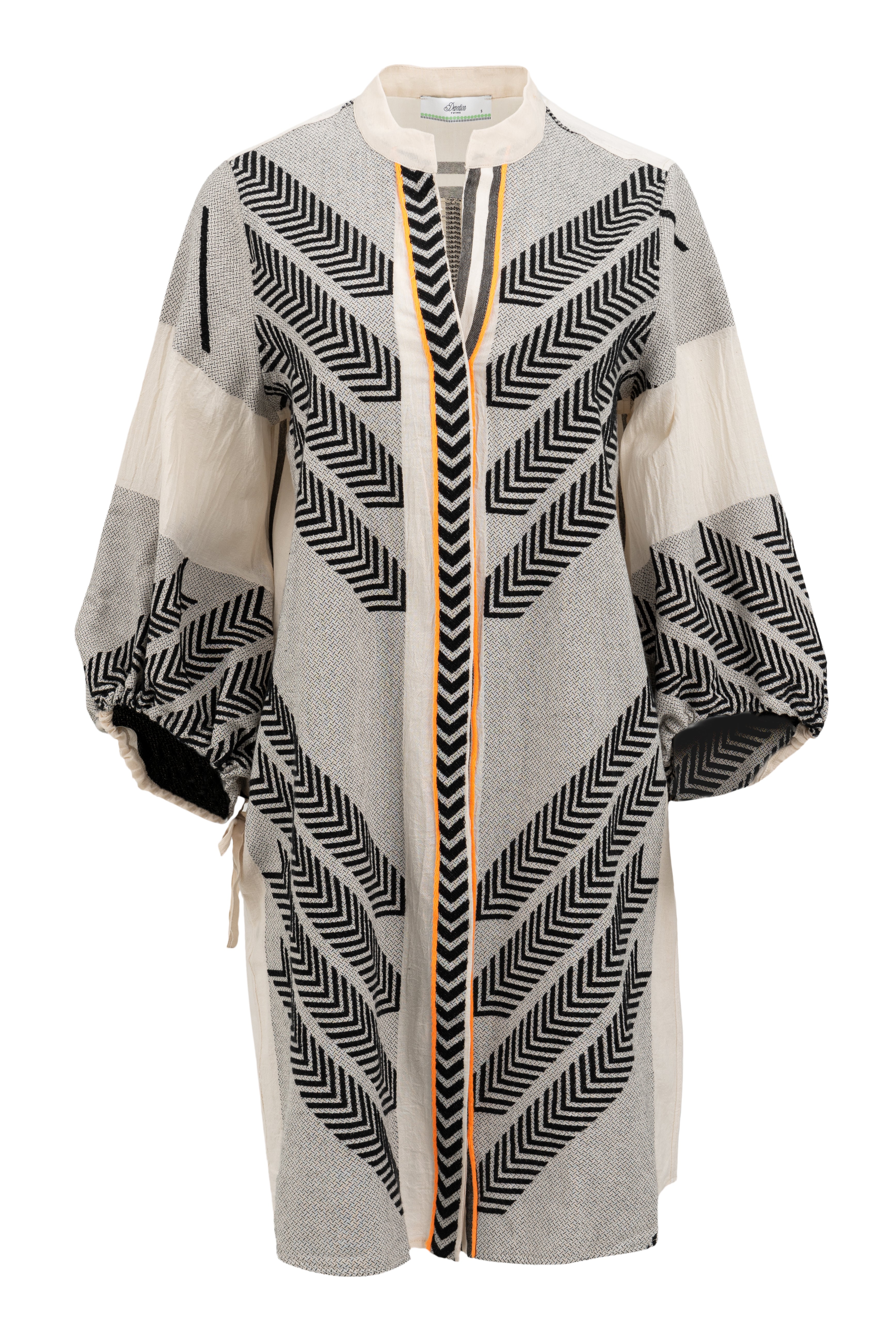 Devotion Twins Short Zakar Dress - Black and White with Neon Orange Trims