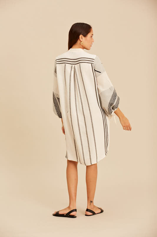 Devotion Twins Short Zakar Dress - Black and White with Neon Orange Trims
