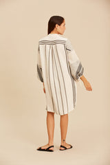 Devotion Twins Short Zakar Dress - Black and White with Neon Orange Trims