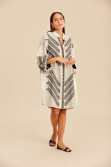 Devotion Twins Short Zakar Dress - Black and White with Neon Orange Trims