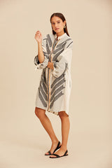 Devotion Twins Short Zakar Dress - Black and White with Neon Orange Trims