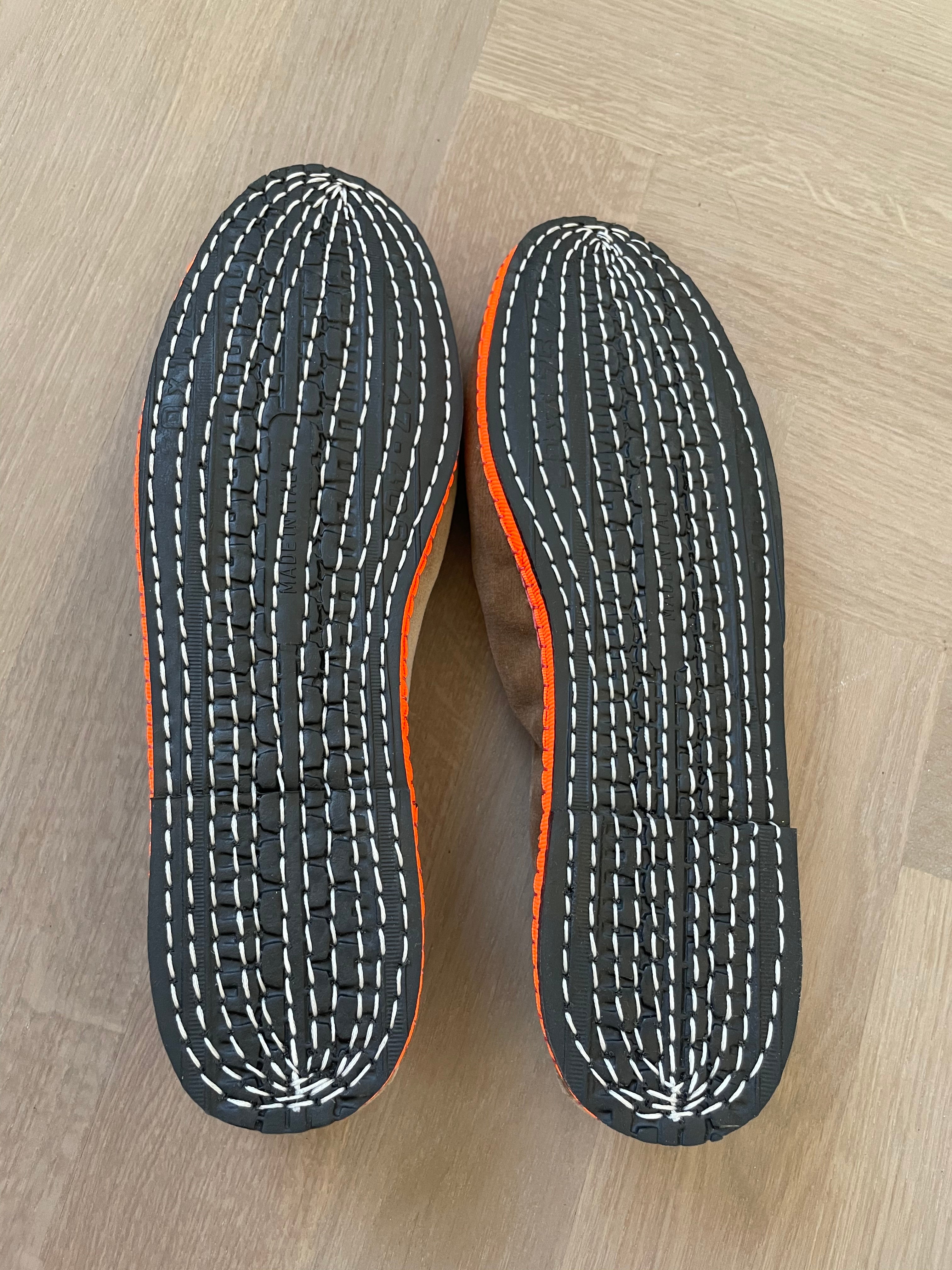 iulane Slipers with Rubber Sole - Taupe with Fluo Trim