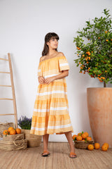 Sundress Biba Fouta Yellow Long Stripes Dress