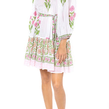 Juliet Dunn Poppy Print Boho Dress in Fuchsia
