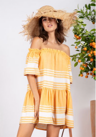 Pitusa - Fringed Crossover Dress - Neon Yellow