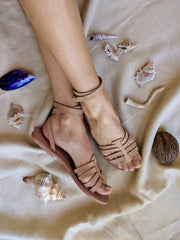 Nissi Greek Sandals Tan Leather 