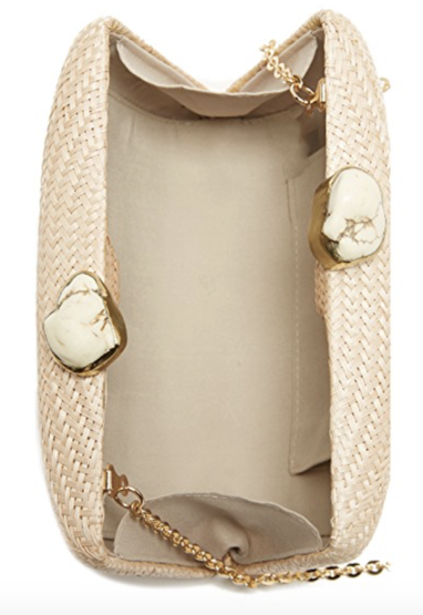 Kayu Jen Clutch with White Stones in Toast
