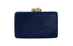 Kayu Jen Clutch with White Stones in Navy